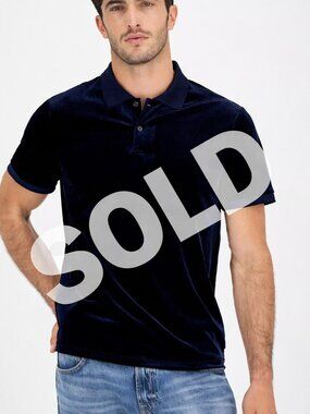 Guess Rio Liquid  Mens XL Navy Blue Velvet Polo NWOT Never worn. Super soft!